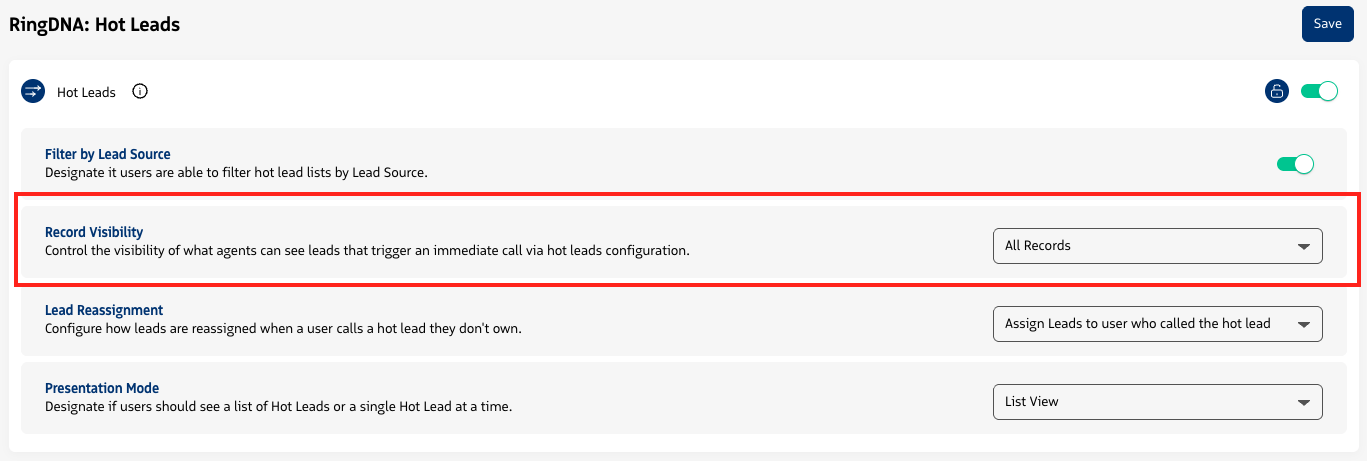 Hot Leads - Record Visibility