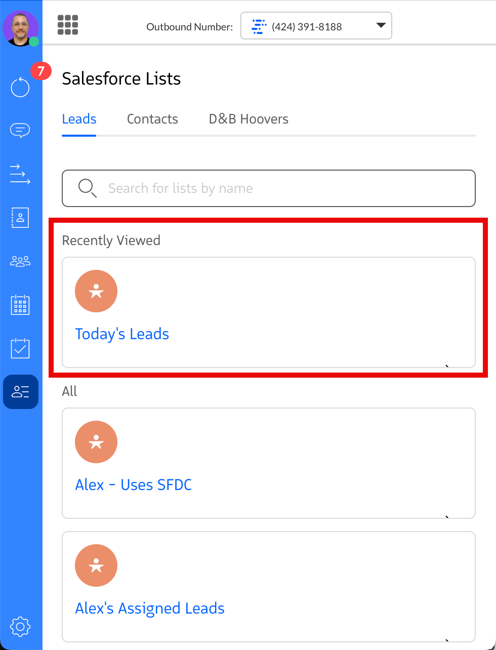 Recently Viewed lists section in the Lists tab.