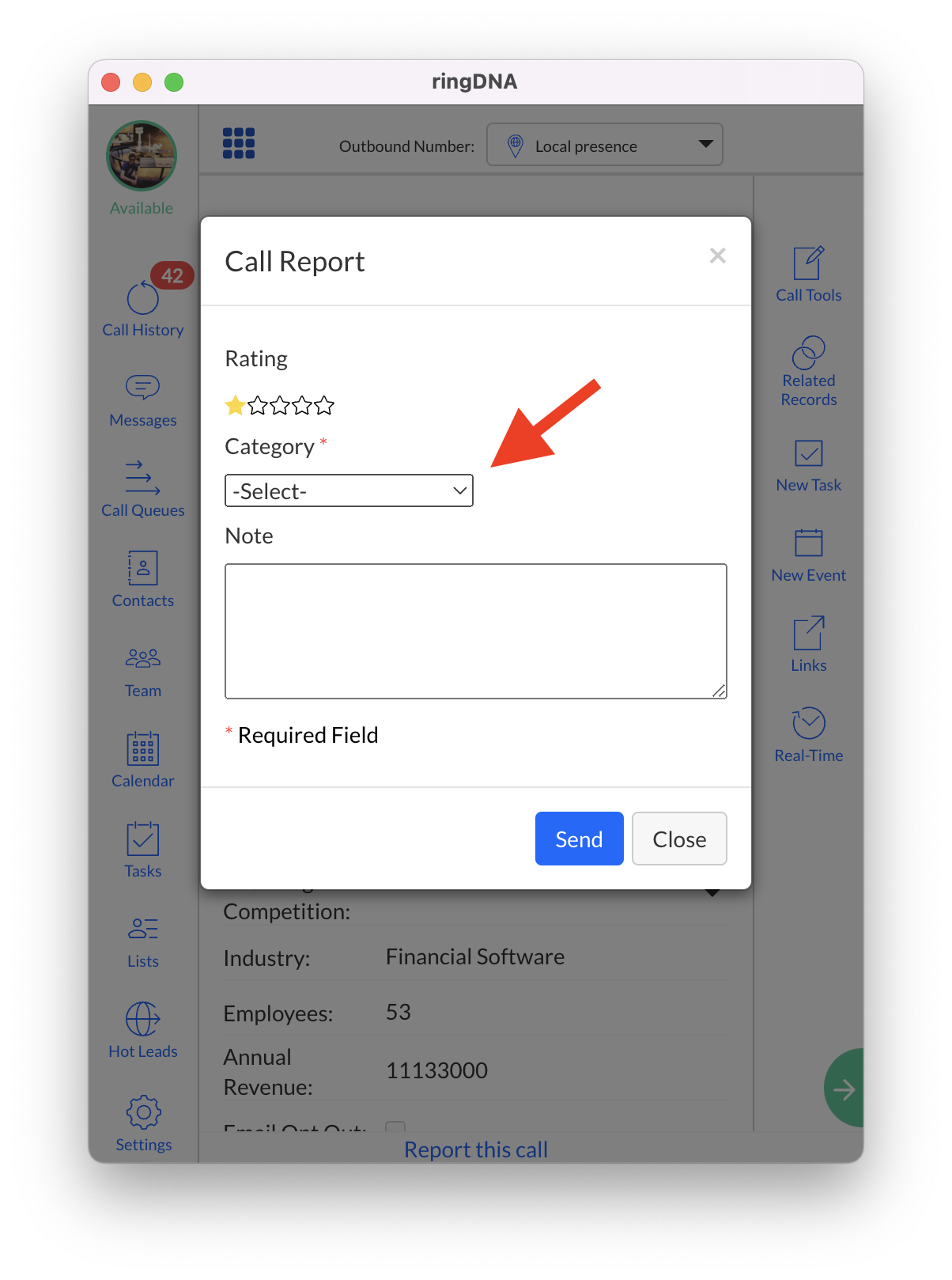 Choose call category